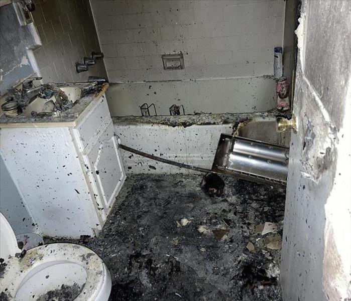 Burned down bathroom