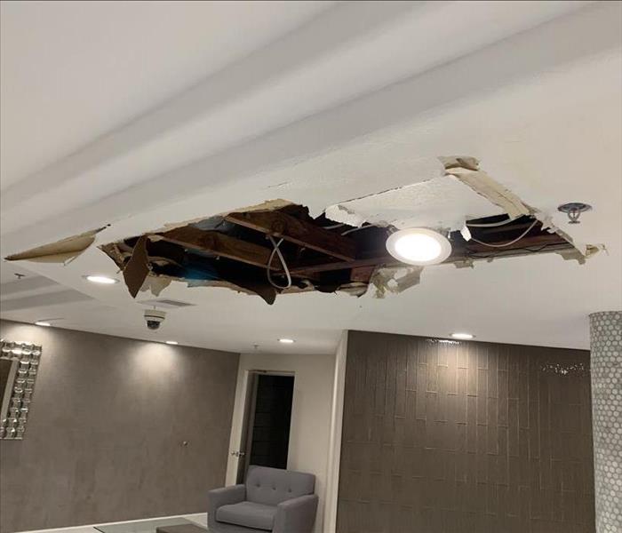 Apartment lobby with dropped ceiling 