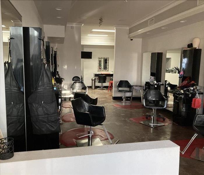 Salon with water damage
